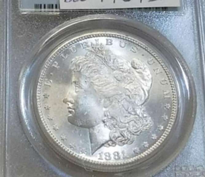 1881-S Morgan  Dollar, PCGS MS-64, Near GEM, RvTone
