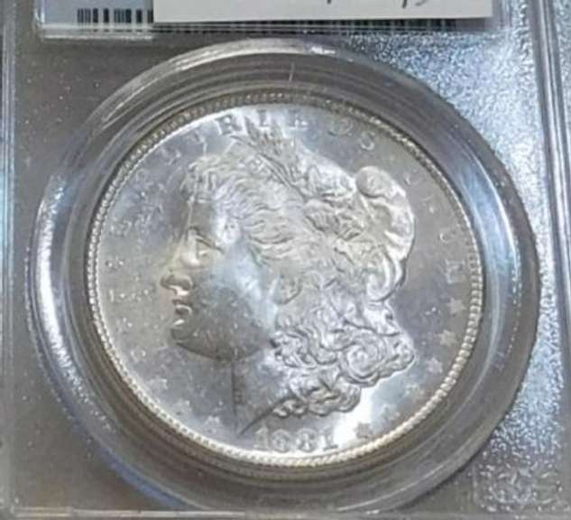 1881-S Morgan  Dollar, NGC MS-64, Near GEM, RvTone