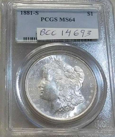 1881-S Morgan  Dollar, NGC MS-64, Near GEM, RvTone