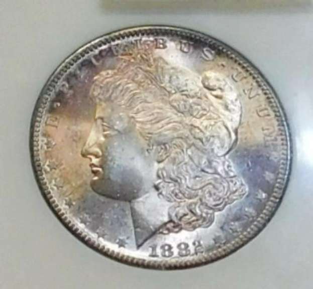 1882-S Morgan  Dollar, NGC MS-64, Near GEM, Tone
