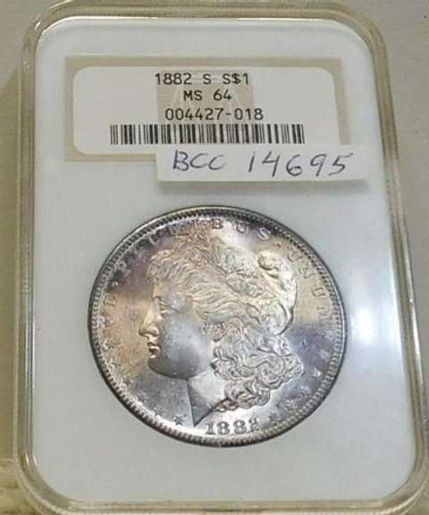 1882-S Morgan  Dollar, NGC MS-64, Near GEM, Tone