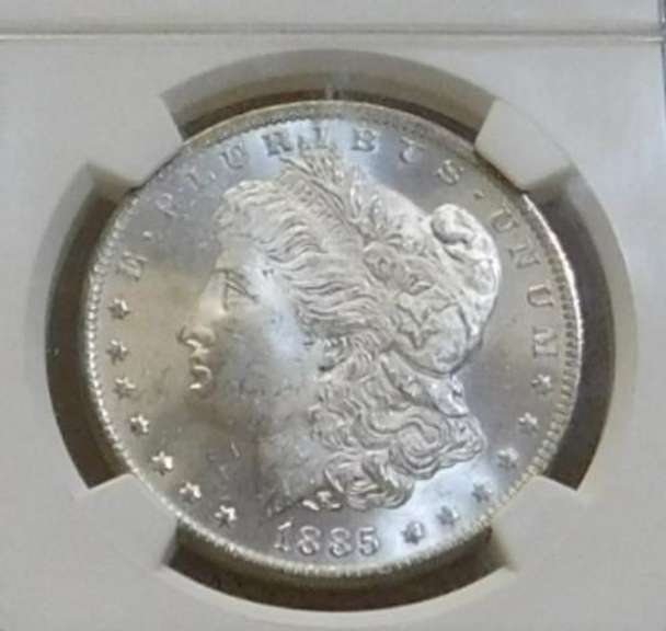1885-O Morgan  Dollar, NGC MS-64, Near GEM, RvTone