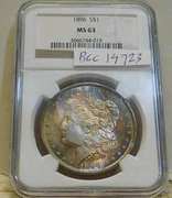 1896 Morgan  Dollar, NGC MS-64, Near GEM,  tone