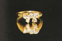 Sweet Bow Ring with Natural Diamonds in 10k