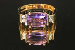 Checkerboard Amethyst Ring in 10k