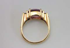 Checkerboard Amethyst Ring in 10k
