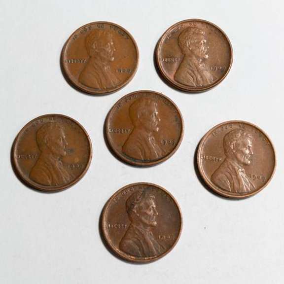 6 High Grade 1909 VDB Lincoln Cents