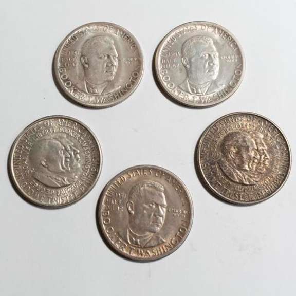 5 Booker T Washington &Washington Carver Silver Halves