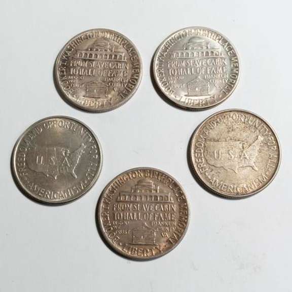 5 Booker T Washington &Washington Carver Silver Halves