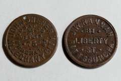 2 Scarcer No Date Civil War  Store Card Tokens R-4 R- 6