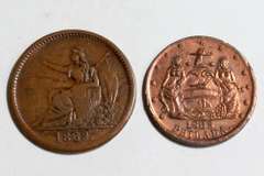 2 Medium Size 1863 Store Card Tokens Pa & NY