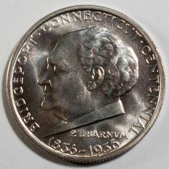 1936 Bridgeport Commemerotive Lustrus White BU Half