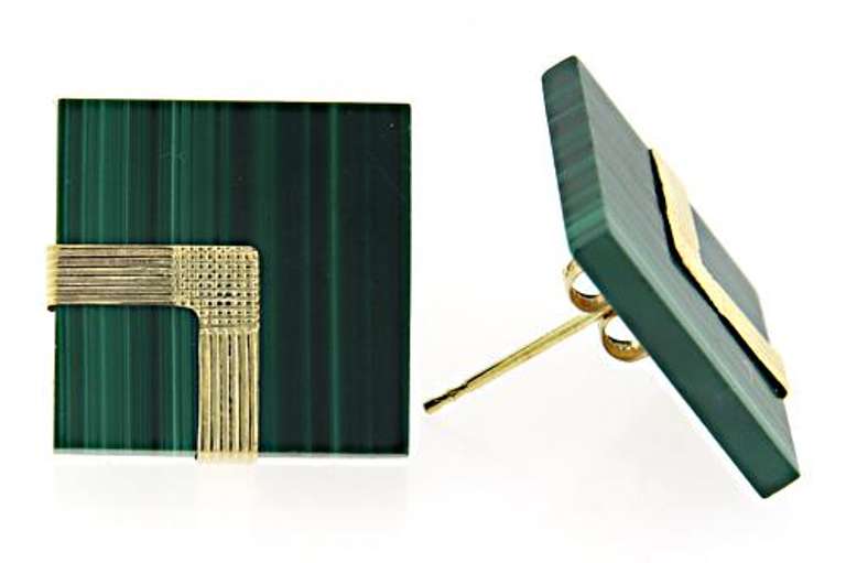 Malachite and Gold Accent Earrings