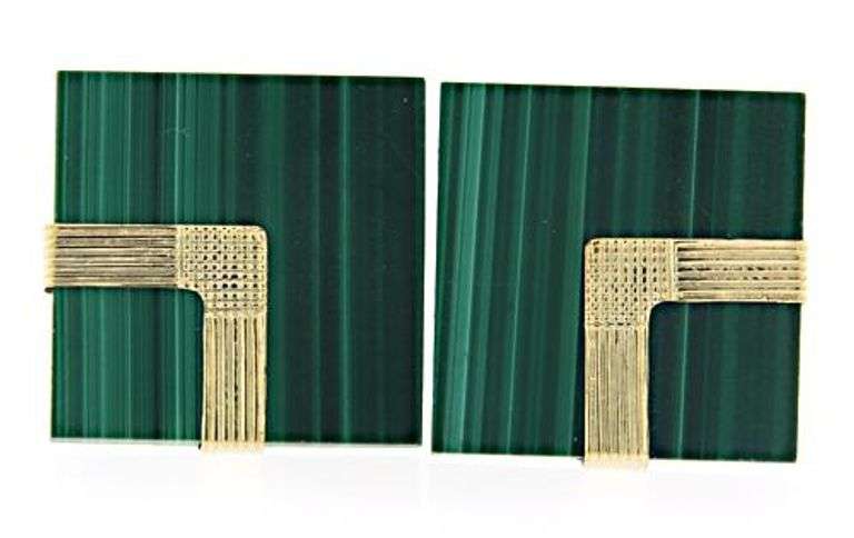 Malachite and Gold Accent Earrings