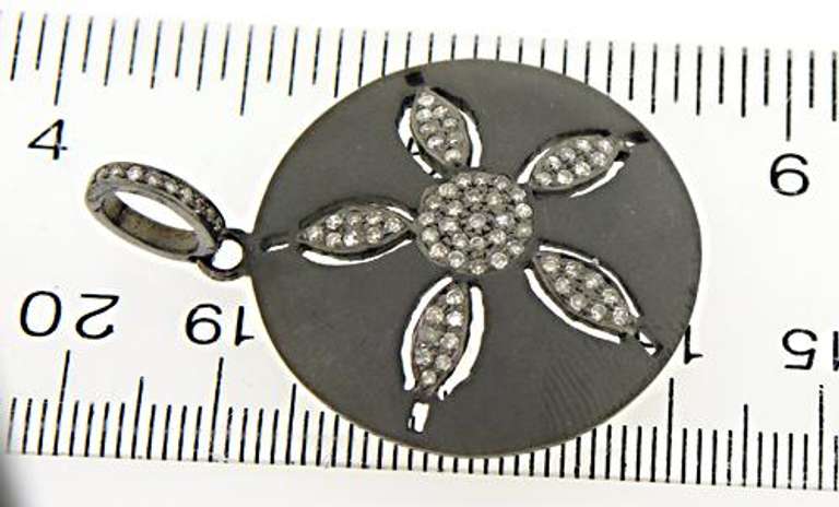 Fabulous Oxidized Sterling Silver Starfish Diamond Pendant