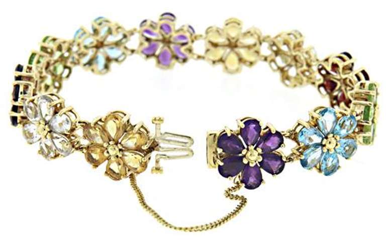 Charming 18kt Multi Gemstone Flower Bracelet