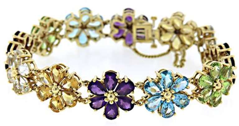 Charming 18kt Multi Gemstone Flower Bracelet