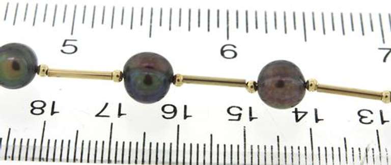 Uniquely Modern 14kt YG Fresh Water Black Pearl & Link Necklace