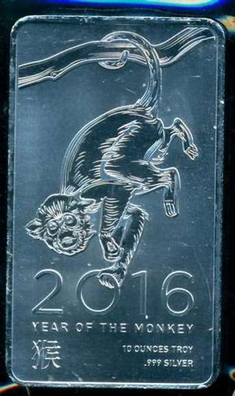 Special 'Year of the Monkey' 10 oz Pure .999 Silver Bar