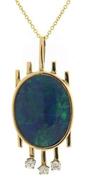 Gorgeous Opal Doublet & Diamond Accent Necklace