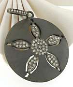 Fabulous Oxidized Sterling Silver Starfish Diamond Pendant