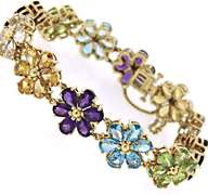Charming 18kt Multi Gemstone Flower Bracelet