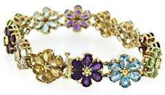 Charming 18kt Multi Gemstone Flower Bracelet