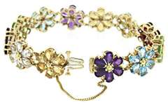 Charming 18kt Multi Gemstone Flower Bracelet