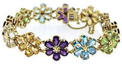 Charming 18kt Multi Gemstone Flower Bracelet