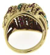 Fabulous Turquoise, Ruby 18kt Dome Textured Ring