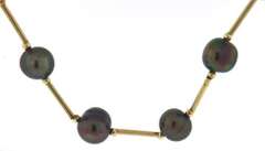 Uniquely Modern 14kt YG Fresh Water Black Pearl & Link Necklace