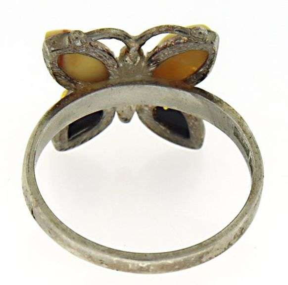 Sterling Silver Butterfly Gemstone Ring