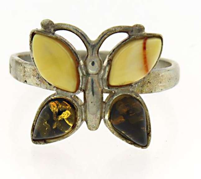 Sterling Silver Butterfly Gemstone Ring