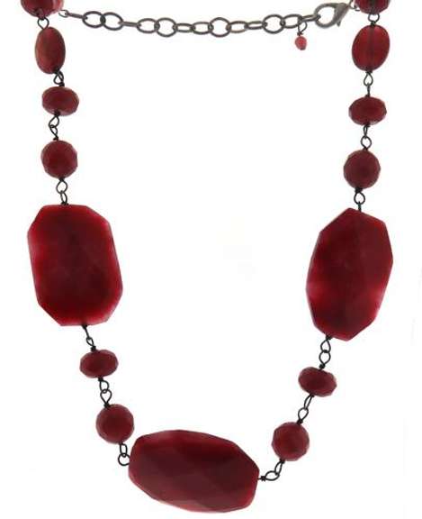 Set of Red Stone Necklace. Bracelet and Earrings