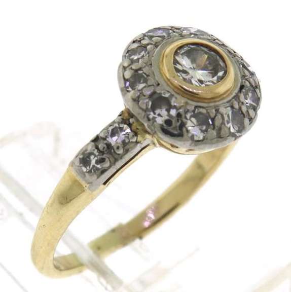 Magnificently Vintage 14kt YG Bezel Set Diamond Ring