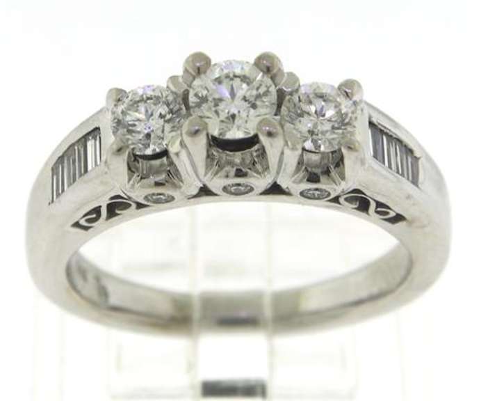 Charming RBC Diamond Ring w Channel Set