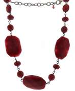 Set of Red Stone Necklace. Bracelet and Earrings