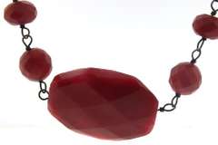 Set of Red Stone Necklace. Bracelet and Earrings