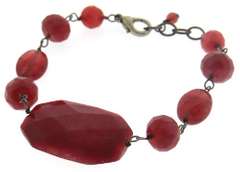Set of Red Stone Necklace. Bracelet and Earrings