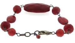 Set of Red Stone Necklace. Bracelet and Earrings
