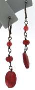 Set of Red Stone Necklace. Bracelet and Earrings