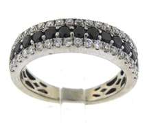 Charming 18kt White & Black Diamond 3 Row Band