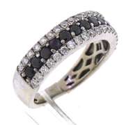 Charming 18kt White & Black Diamond 3 Row Band
