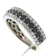Charming 18kt White & Black Diamond 3 Row Band