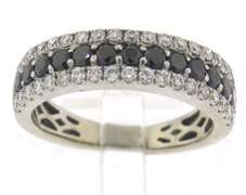 Charming 18kt White & Black Diamond 3 Row Band