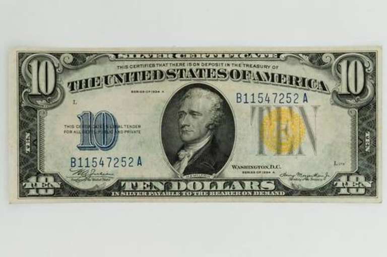 Choice Near Unc 1934 A $10 North Africa Silver Certific