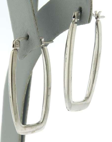 Simple 14kt WG Smooth Squared Hoop Earrings