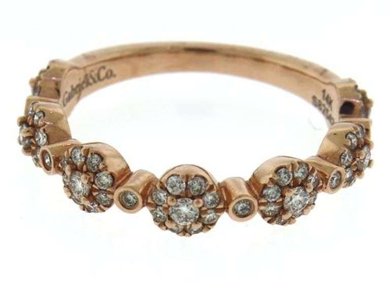 Strong Rose Gold Gabriel & Co Alternating Bezel Diamond
