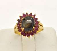 LADIES 22 KT COLOR STONES RING