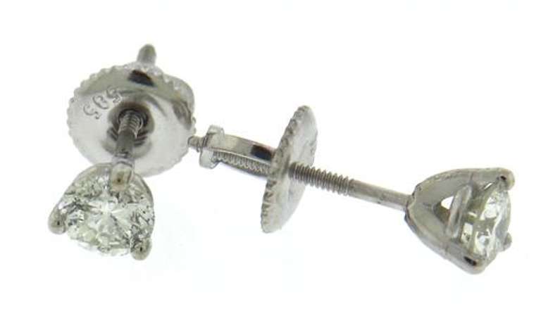 Elegant 14kt WG Round Brilliant Cut Diamond Stud Earrings